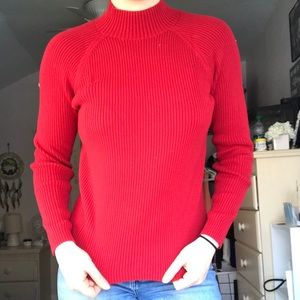 Cherry Red Mock Neck Sweater